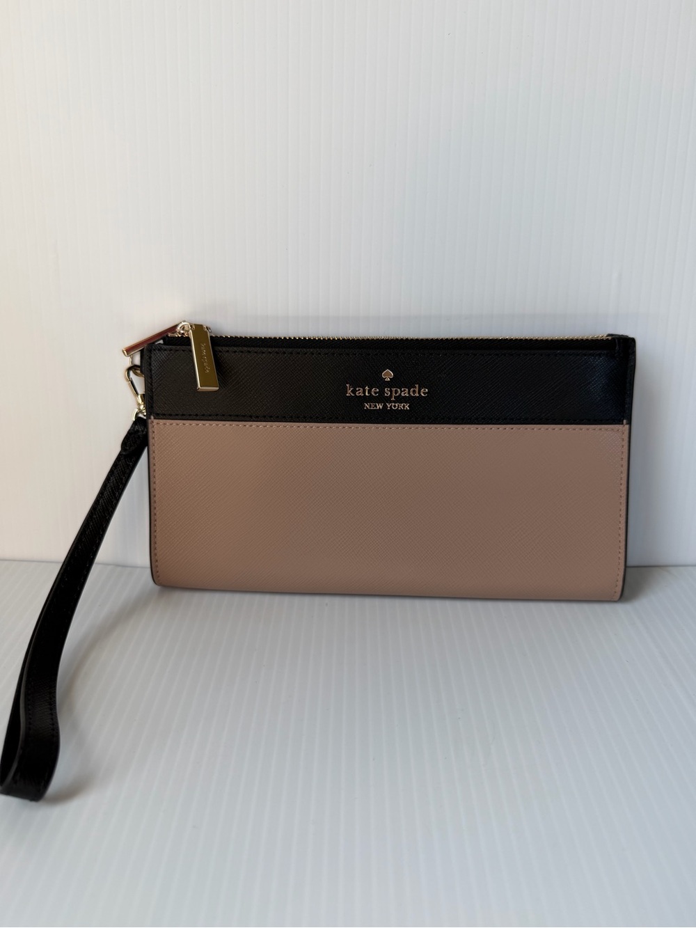 Kate Spade Madison Double Zip Wristlet Toasted Hazelnut saffiano leather